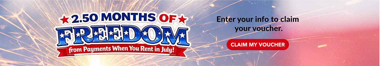2.50 months of freedom from your payments when you rent in July. Enter your info to claim your voucher.